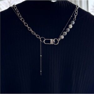 Moonstone Double Chain Silver necklace